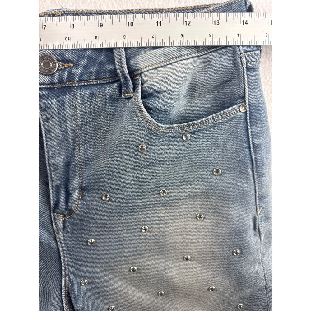 Skinnygirl Jeans The High Rise Straight Ankle Embellished Rhinestone Size 6 - Picture 8 of 9